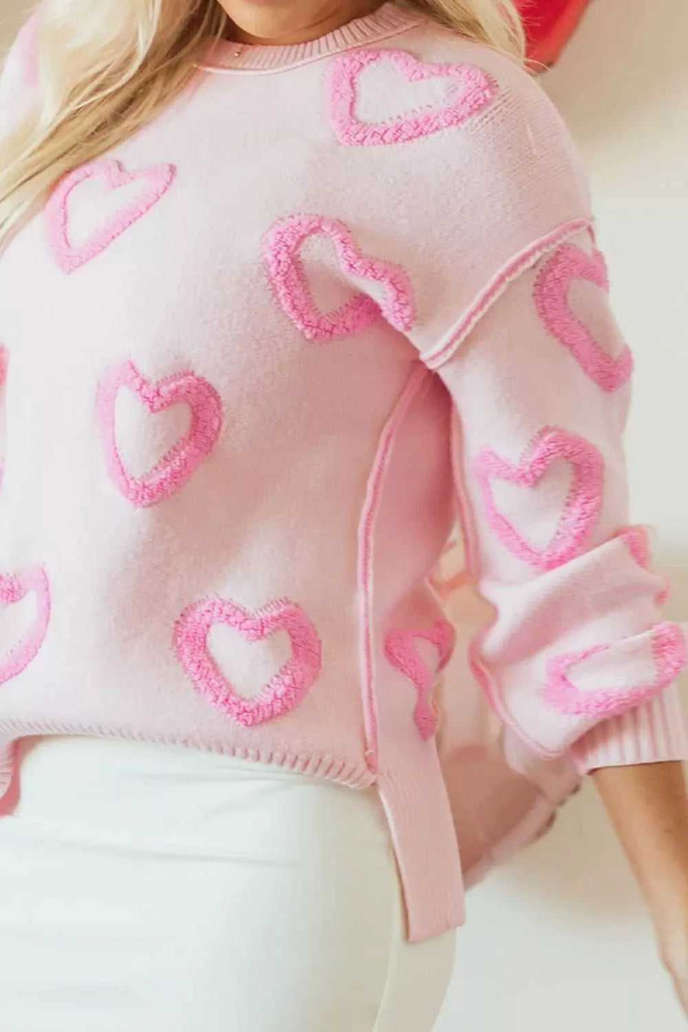 Heart Shape Bubble Sleeve Baggy Sweater 100100868213065 63 Affordable Fashion Under $100 Jerry's Apparel 