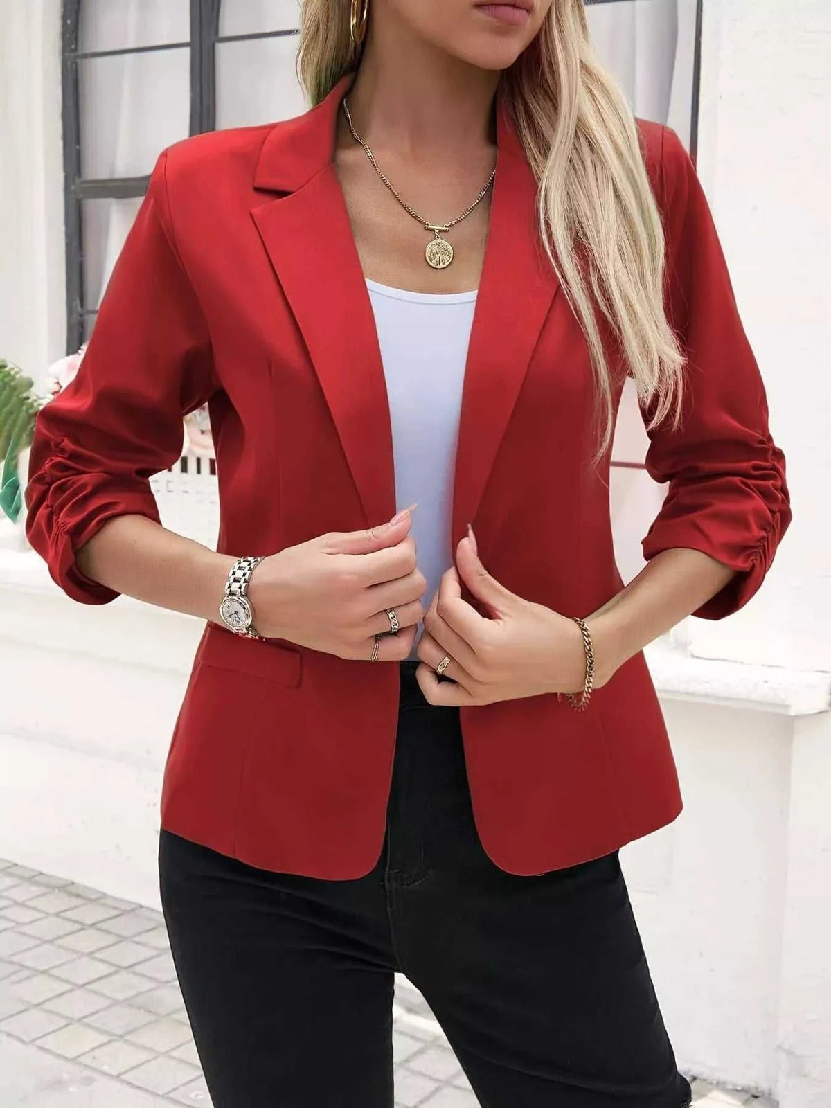 Full Size One Button Lapel Collar Blazer Plus Size 100100874647448 25 Affordable Fashion Under $100 Jerry's Apparel 