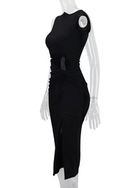 Sleeveless Cut-Out Ruched High-Slit Bodycon Dress 101001792800742 33 Gifts for Her Jerry's Apparel 