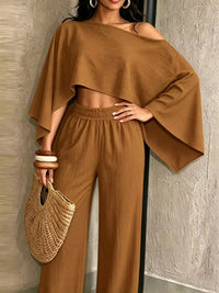 Boat Neck Crop Top and Wide-Leg Pants Set 101001634822589 57 Affordable Fashion Under $100 Jerry's Apparel 