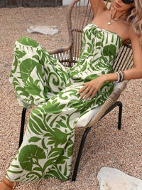 Tropical Print Tie Front Strapless Wide Leg Jumpsuit 100100436882883 40 Affordable Fashion Under $100 Jerry's Apparel 