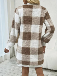 Plaid V-Neck Long Sleeve Dress