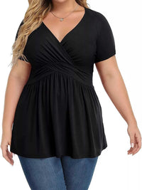 Plus Size Surplice Short Sleeve T-Shirt 100100382914132 26 Affordable Fashion Under $100 Jerry's Apparel 