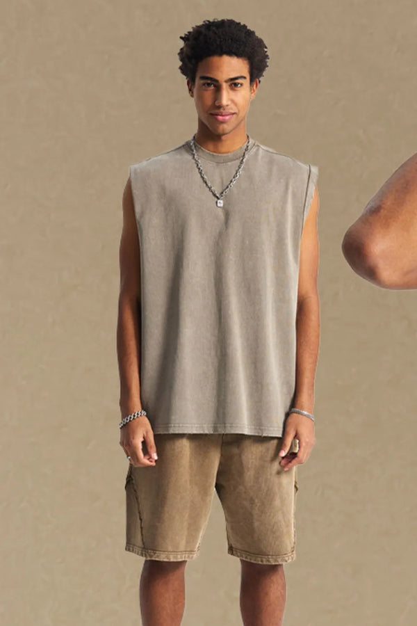 Men's Solid Color Round Neck Tank