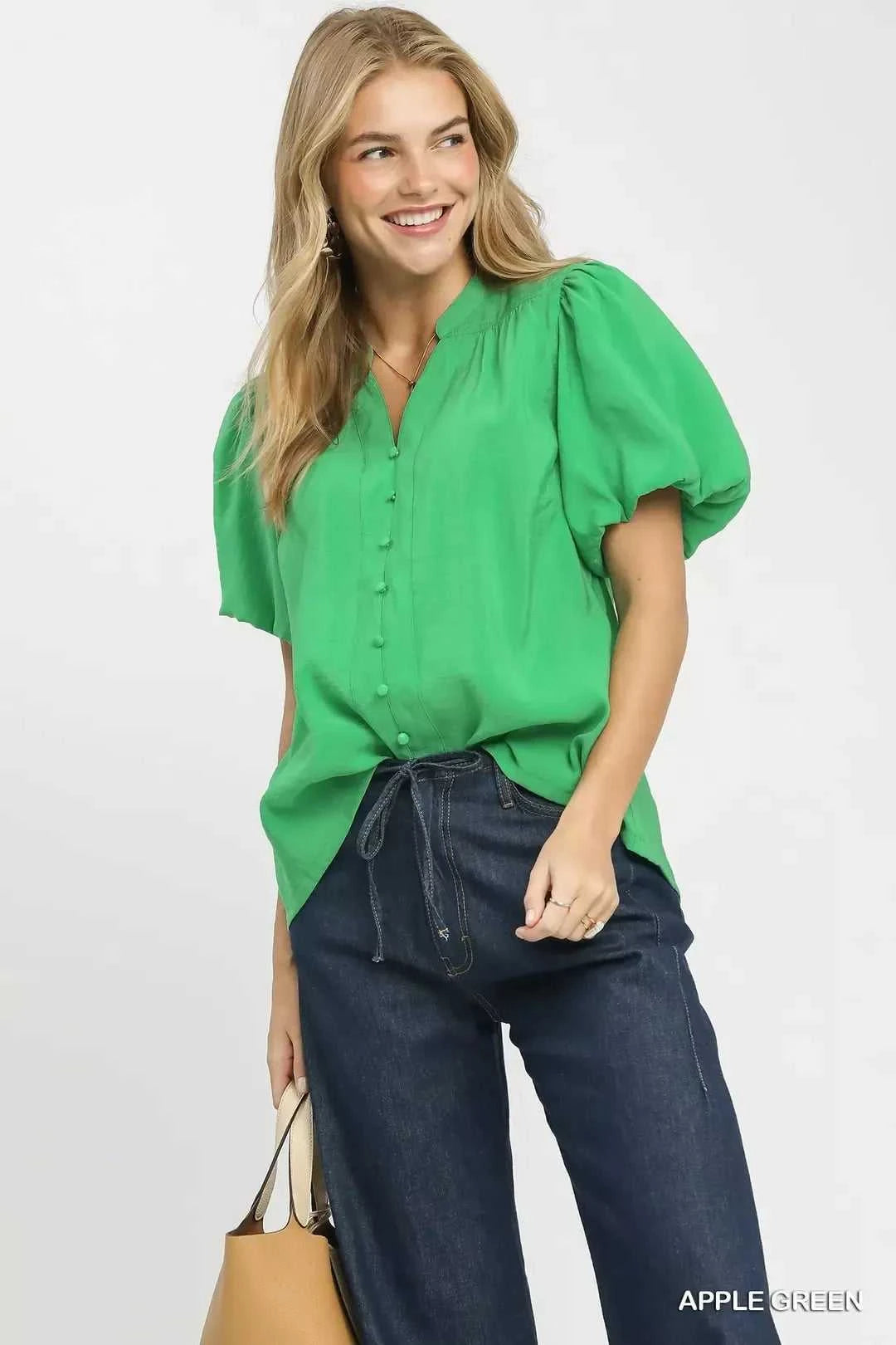 Umgee Button-Down Puff Sleeve Shirt 100100172431428 49 Affordable Fashion Under $100 Jerry's Apparel 