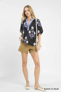 Umgee Floral Print V-Neck Top 100100039931607 47 Affordable Fashion Under $100 Jerry's Apparel 