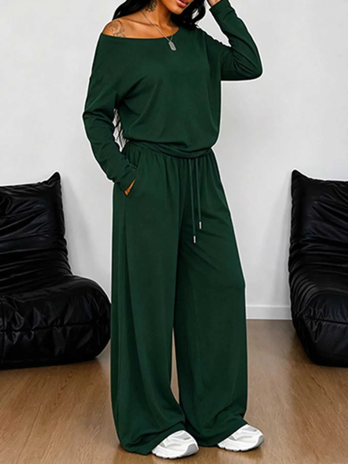 Full Size One-Shoulder Top and Drawstring Pants Set Plus Size 100100885816388 29 Affordable Fashion Under $100 Jerry's Apparel 
