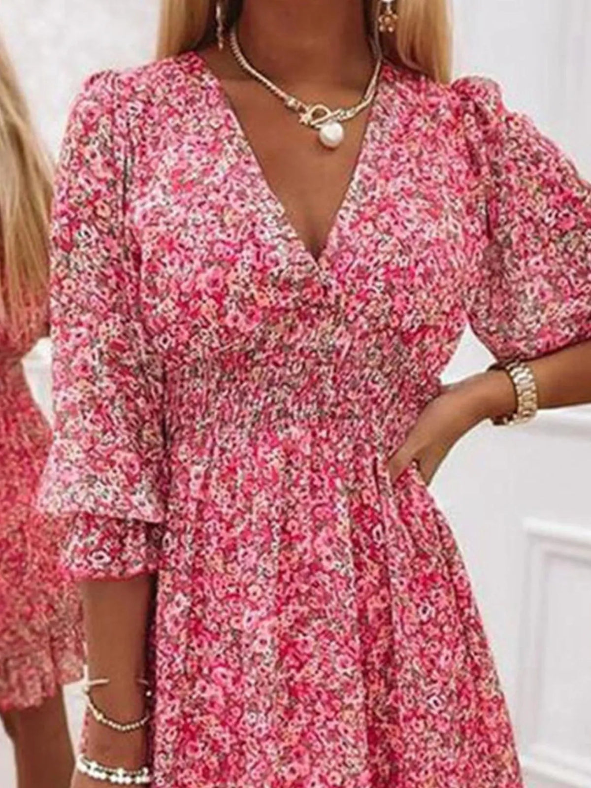 Full Size Ruffled Hem Floral Dress Plus Size