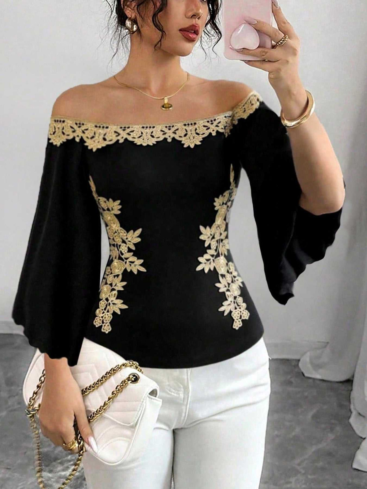 Off-Shoulder Embroidered Bell Sleeve Top 100100586082672 31 Affordable Fashion Under $100 Jerry's Apparel 