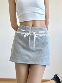 Casual Drawstring Mini Skirt
