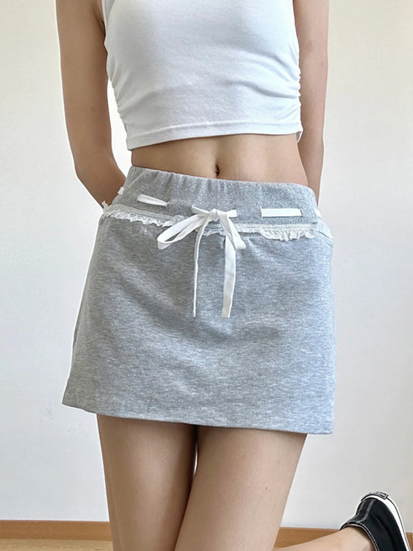 Casual Drawstring Mini Skirt