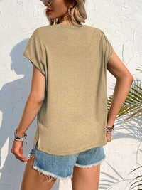 Side Slit Round Neck T-Shirt