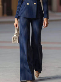 Double-Breasted Pinstripe Blazer and Wide-Leg Pants Set 101001905010997 103 Gifts for Her Jerry's Apparel 