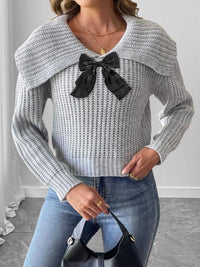 Contrast Bow Long Sleeve Sweater 101002743266724 37 Affordable Fashion Under $100 Jerry's Apparel 