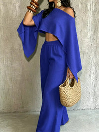 Boat Neck Crop Top and Wide-Leg Pants Set 101001634822589 57 Affordable Fashion Under $100 Jerry's Apparel 