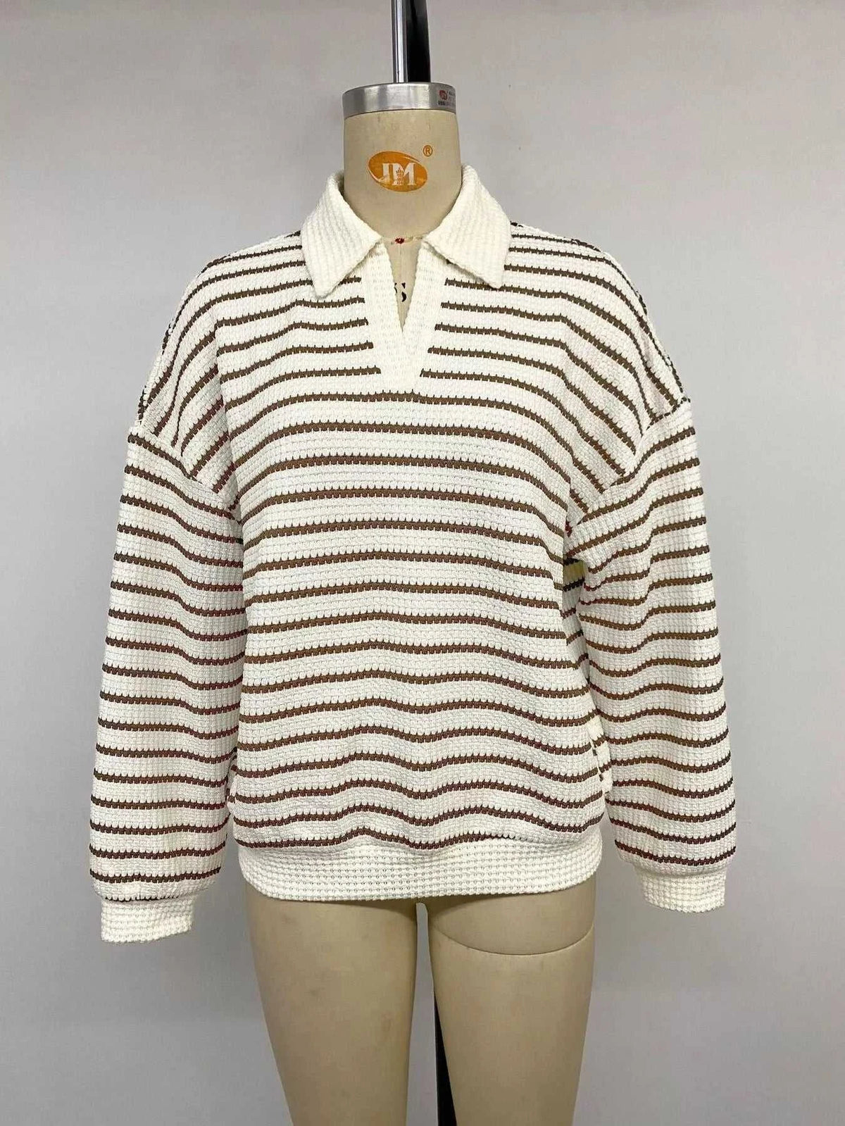 Striped Polo Collar Knit Sweatshirt 101002180525543 32 Affordable Fashion Under $100 Jerry's Apparel 