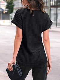 Casual Ribbed Knit Short Sleeve T-Shirt 100100691365915 25 Affordable Fashion Under $100 Jerry's Apparel 