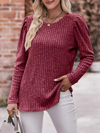 Ribbed Knit Puff Sleeve T-Shirt 100100962471478 28 Affordable Fashion Under $100 Jerry's Apparel 