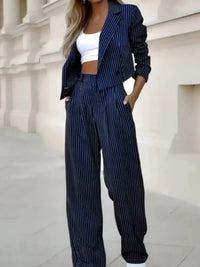 Striped Cropped Blazer and Wide-Leg Pants Two-Piece Set 101001182680323 73 Affordable Fashion Under $100 Jerry's Apparel 