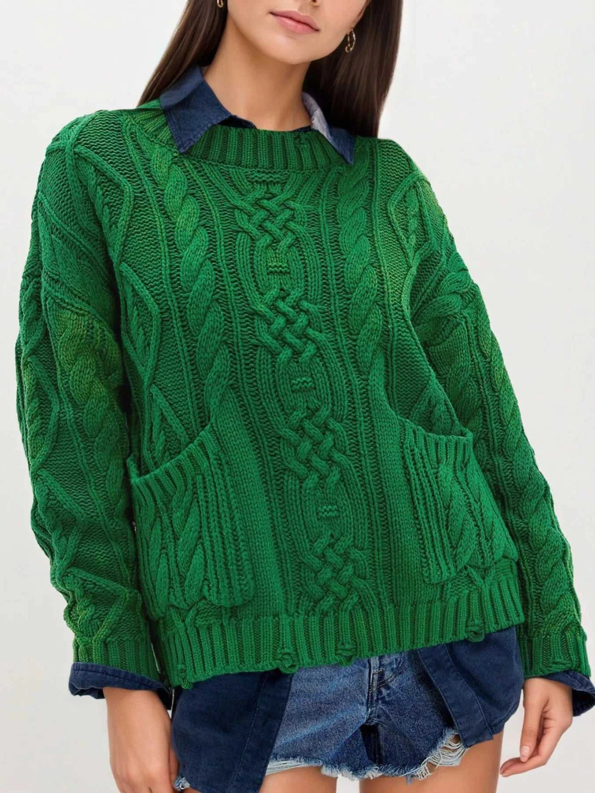 Cable-Knit Sweater with Front Pockets 100100995738984 52 Affordable Fashion Under $100 Jerry's Apparel 