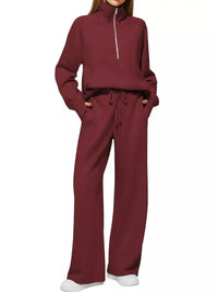 Half-Zip Sweatshirt and Wide-Leg Pants Set 101001840100593 40 Gifts for Her Jerry's Apparel 