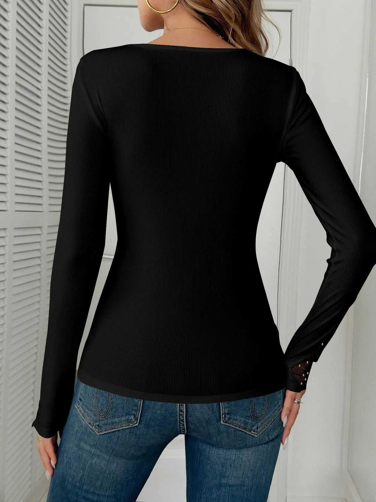 Elegant Lace Trim Long Sleeve Top 100100972289207 35 Affordable Fashion Under $100 Jerry's Apparel 
