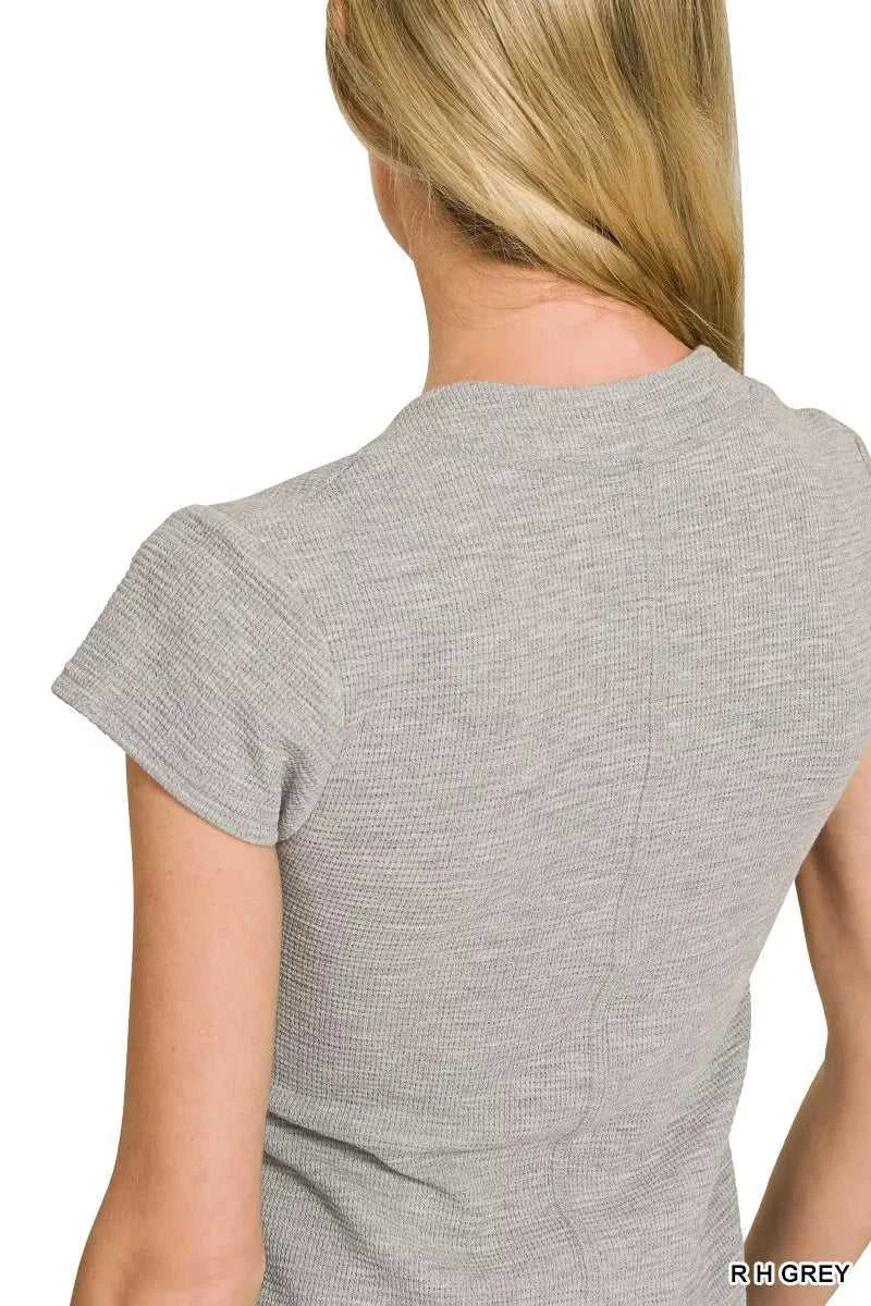 Zenana Double Knit Snap Button Short Sleeve Shirt 100100969541053 24 Affordable Fashion Under $100 Jerry's Apparel 
