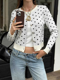 Polka Dot Button-Down Front Cardigan 101002647685102 55 Affordable Fashion Under $100 Jerry's Apparel 