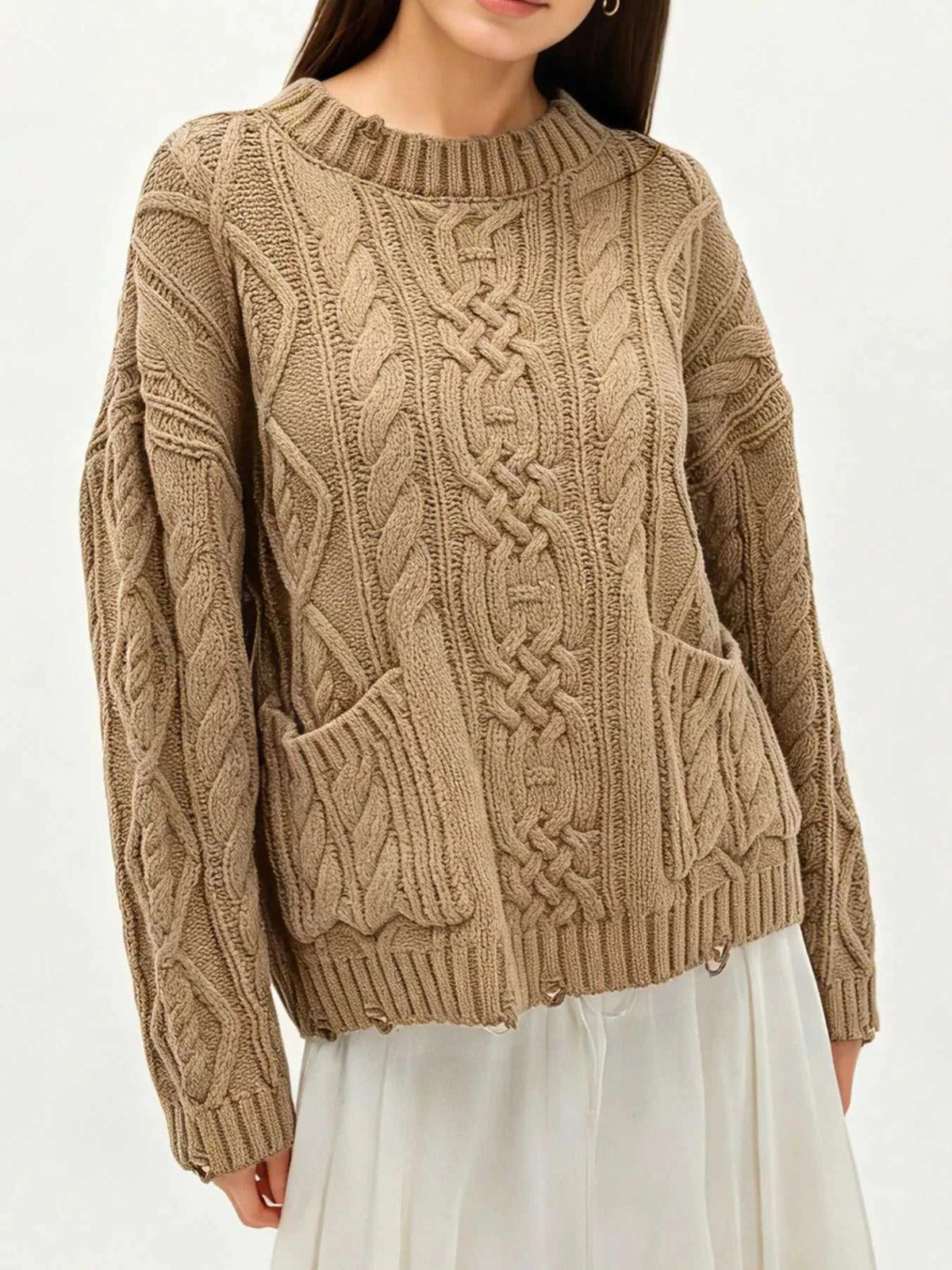 Cable-Knit Sweater with Front Pockets 100100995738984 52 Affordable Fashion Under $100 Jerry's Apparel 