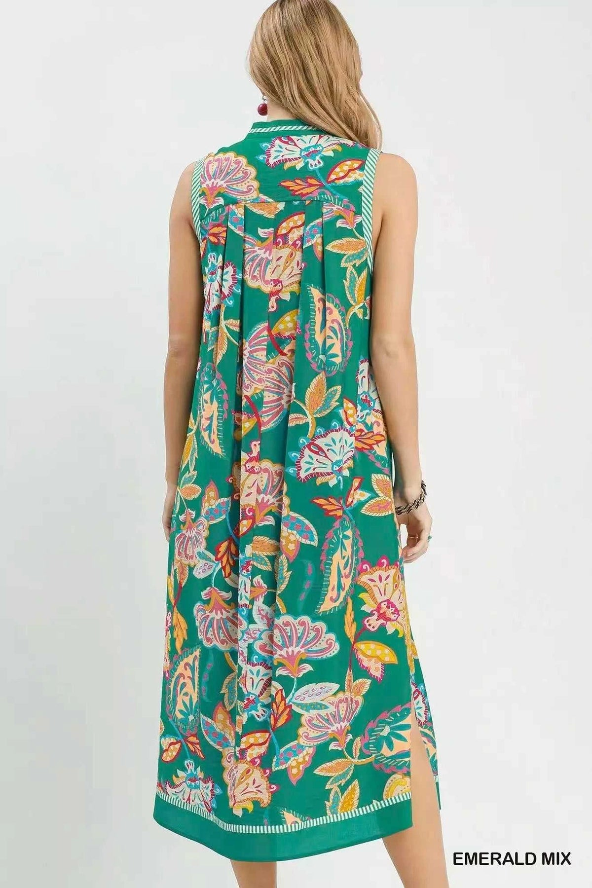 Umgee Paisley Floral Sleeveless Midi Dress 100100180051499 66 Affordable Fashion Under $100 Jerry's Apparel 