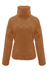 Fuzzy Turtleneck Long Sleeve Sweatshirt