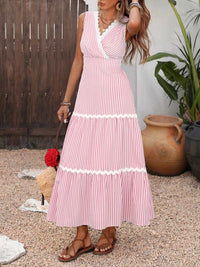 Striped Surplice Sleeveless Tiered Dress 100100621601868 42 Affordable Fashion Under $100 Jerry's Apparel 