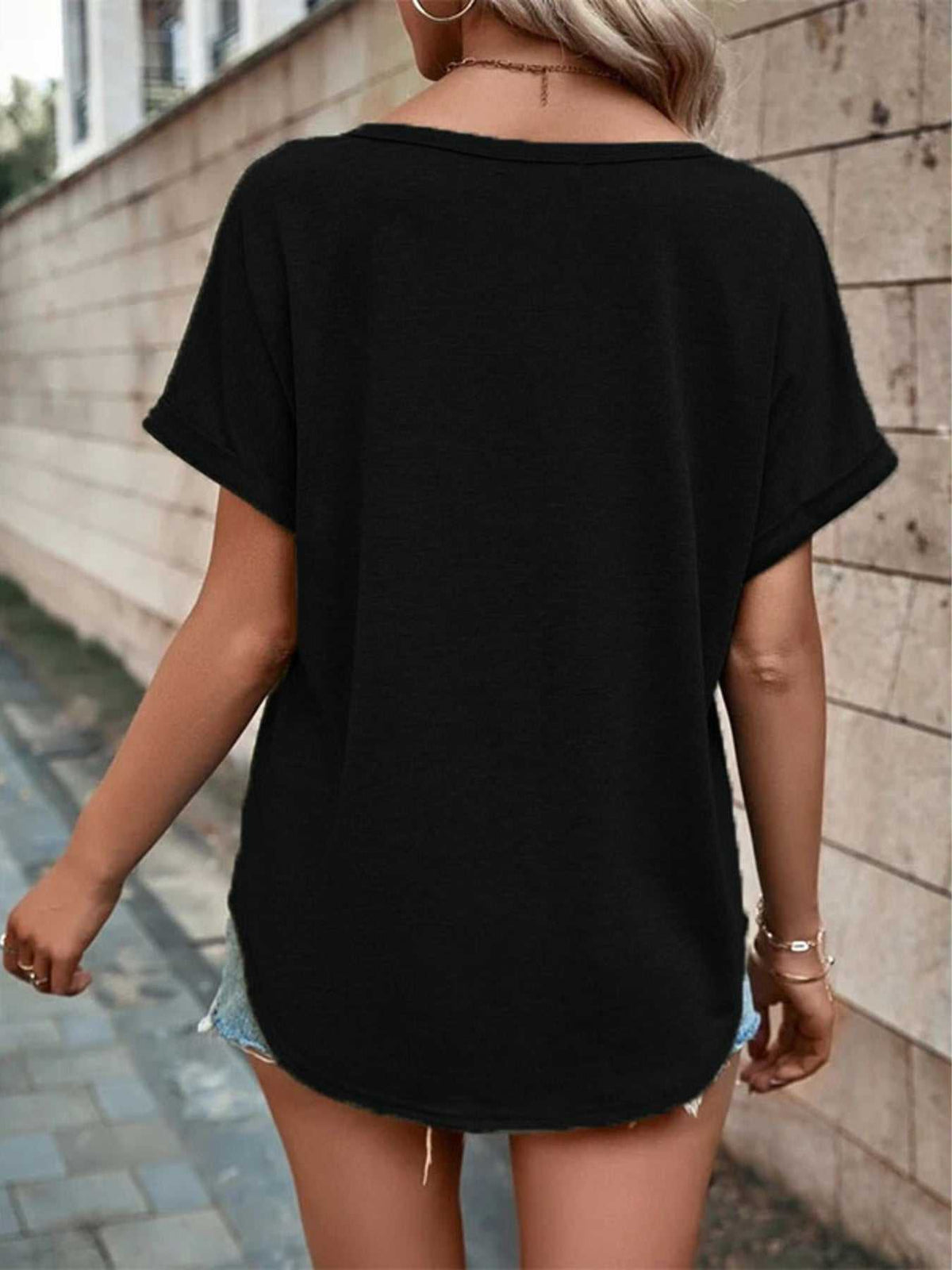 Full Size Decor Button Short Sleeve T-Shirt Plus Size 100100492662512 24 Affordable Fashion Under $100 Jerry's Apparel 
