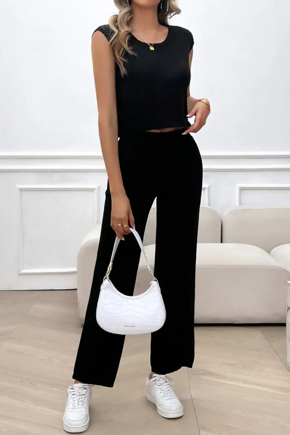 Devine Ribbed Round Neck Top and Pants Set 100100643541406 76 Affordable Fashion Under $100 Jerry's Apparel 