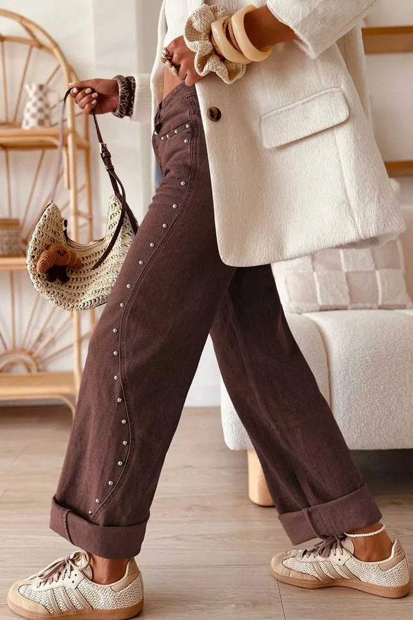 Embellished Wide-Leg Denim Jeans 100100643831358 66 Affordable Fashion Under $100 Jerry's Apparel 