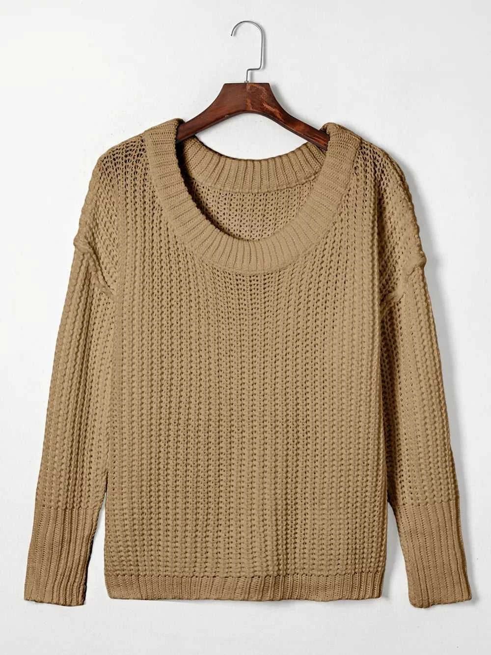 Ribbed Knit Round Neck Slouchy Chunky Sweater 100100533705787 48 Affordable Fashion Under $100 Jerry's Apparel 