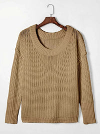 Ribbed Knit Round Neck Slouchy Chunky Sweater 100100533705787 48 Affordable Fashion Under $100 Jerry's Apparel 