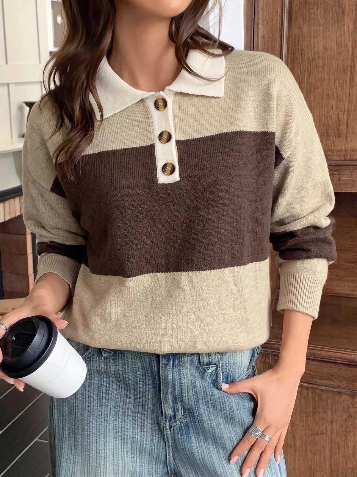 Color Block Polo Collar Sweater 100100395716600 43 Affordable Fashion Under $100 Jerry's Apparel 