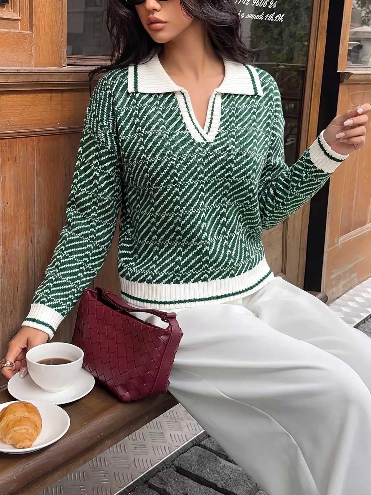 Geometric Patterned Collared Sweater 100100943854125 43 Affordable Fashion Under $100 Jerry's Apparel 