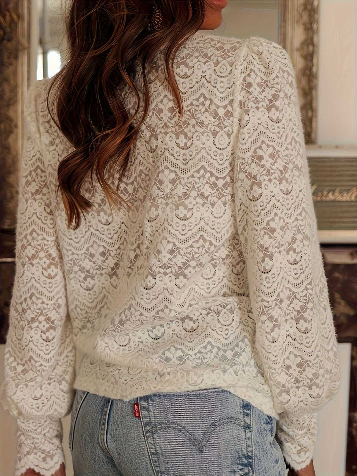 Lace Button Up Long Sleeve Top 100100061101257 34 Affordable Fashion Under $100 Jerry's Apparel 