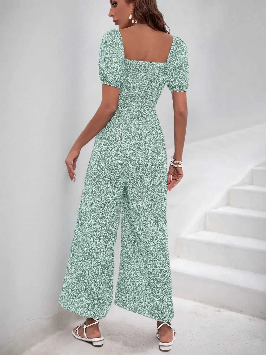 Printed Square Neck Puff Sleeve Jumpsuit 100100346581755 31 Affordable Fashion Under $100 Jerry's Apparel 