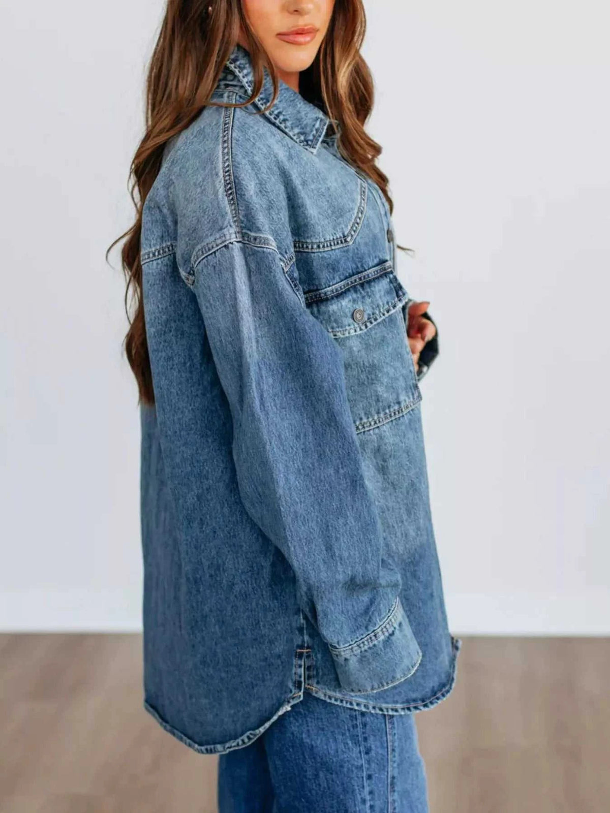 Snap Down Dropped Shoulder Denim Jacket 100100843173747 67 Affordable Fashion Under $100 Jerry's Apparel 
