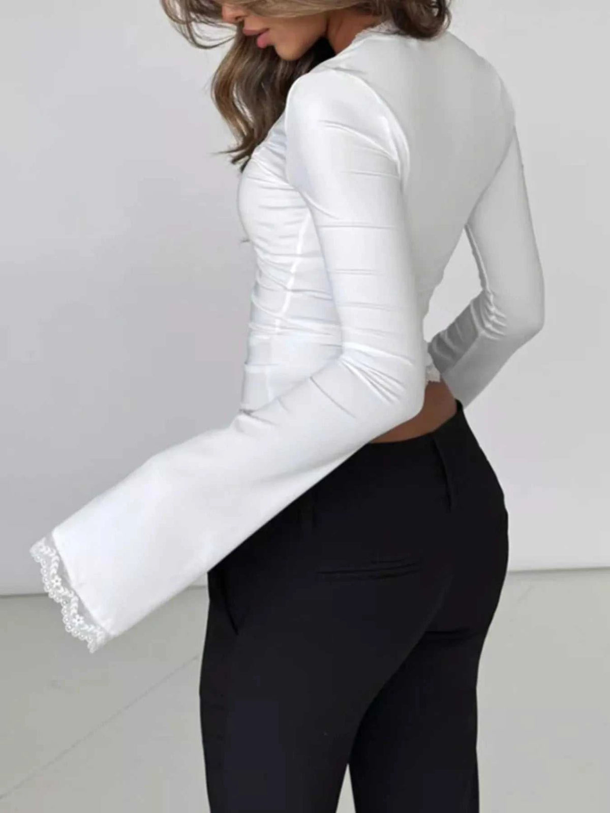 Lace Trim Square Neck Long Sleeve Top 100100247920045 28 Affordable Fashion Under $100 Jerry's Apparel 