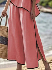 Full Size Contrast Trim Top and Wide Leg Pants Set Plus Size 101001301855619 43 Affordable Fashion Under $100 Jerry's Apparel 