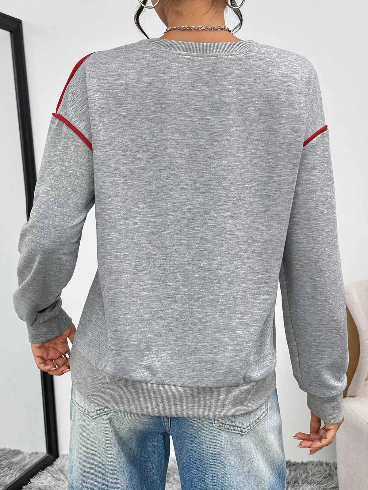 Heart Embroidered Round Neck Sweatshirt 100100424286744 35 Affordable Fashion Under $100 Jerry's Apparel 