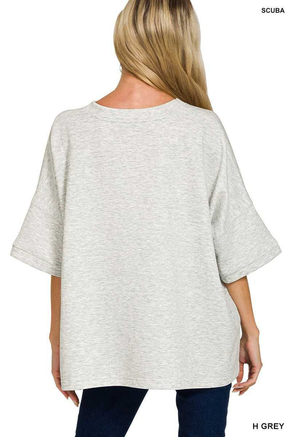 Zenana Scuba Round Neck Top with Side Slits 100100560831981 25 Affordable Fashion Under $100 Jerry's Apparel 