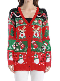 Reindeer Button Up Long Sleeve Cardigan