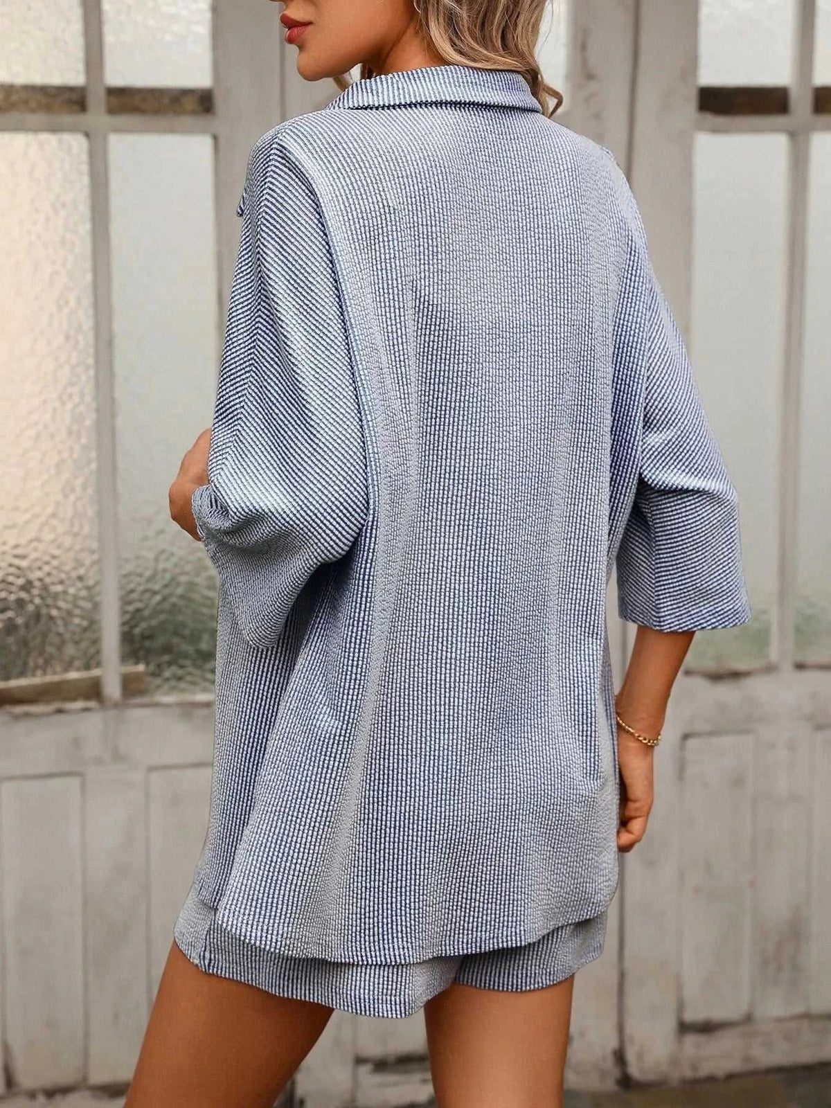 Textured Shirt and Shorts Set 100100159367823 54 Affordable Fashion Under $100 Jerry's Apparel 