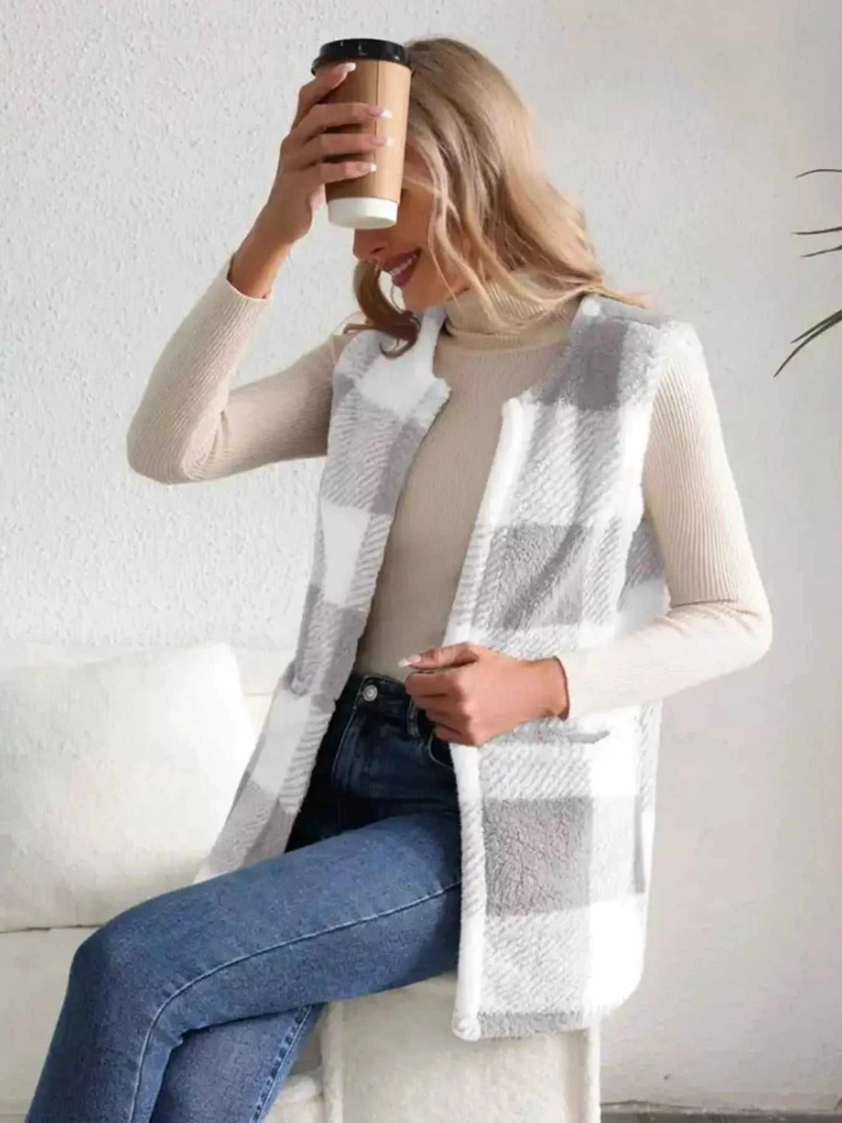Cozy Plaid Sherpa Vest Coat 100100200755346 28 Affordable Fashion Under $100 Jerry's Apparel 