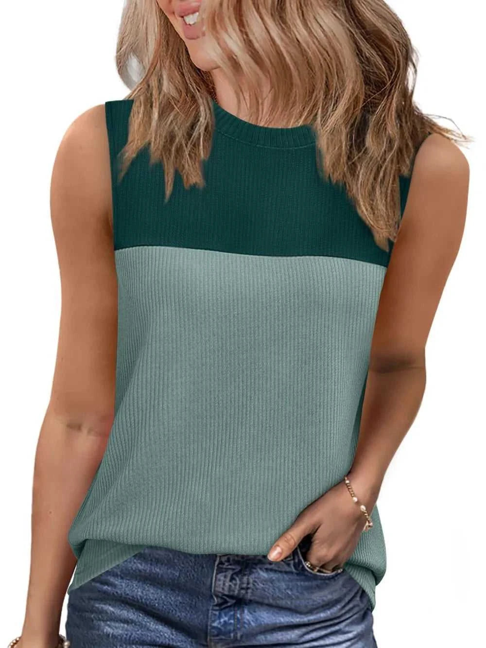 Color Block Round Neck Tank 100100795101366 16 Affordable Fashion Under $100 Jerry's Apparel 